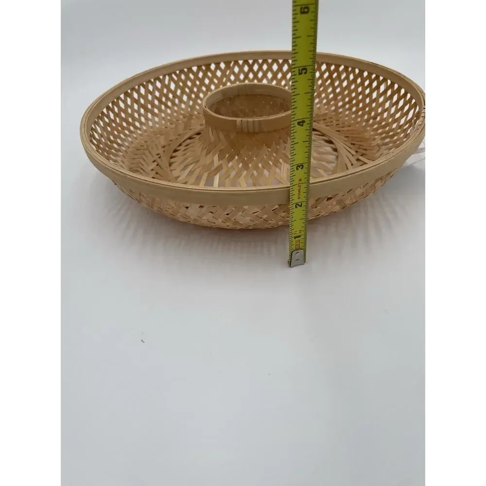 IKEA Round Serving Basket Bamboo Crackers Breads Chips Or Wall Display Basket